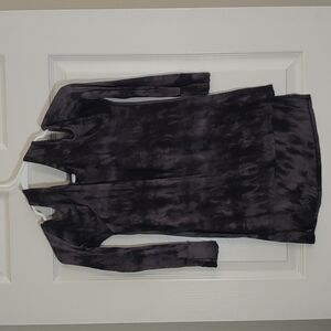 Black Tie Dye Cold Shoulder Long Sleeve Sz S